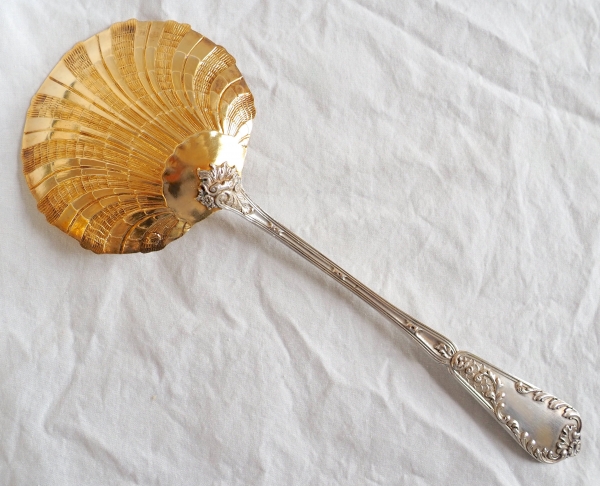 Sterling silver and vermeil strawberry serving spoon, Louis XV style - silversmith Henri Lapeyre