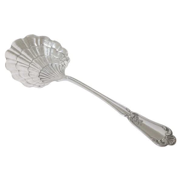 Sterling silver strawberry serving spoon, Louis XV style, Hénin & Cie