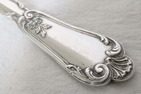 Sterling silver strawberry serving spoon, Louis XV style, Hénin & Cie