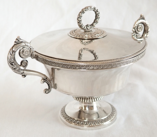 Antique French sterling silver Empire drageoir / candy box, early 19th century