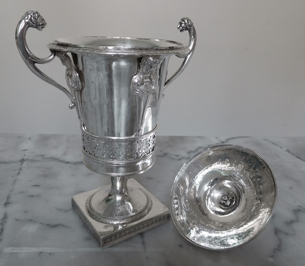 Antique French sterling silver drageoir or sugar bowl, Empire period (1798 - 1809)