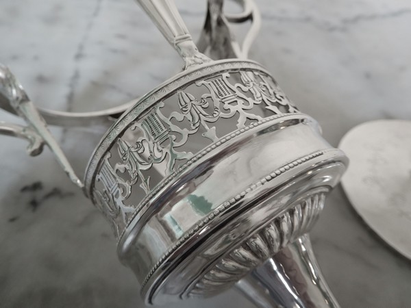 Antique French sterling silver drageoir or sugar bowl, Empire period (1798 - 1809)