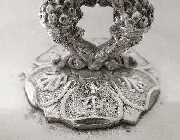 Sterling silver drageoir, coat of arms