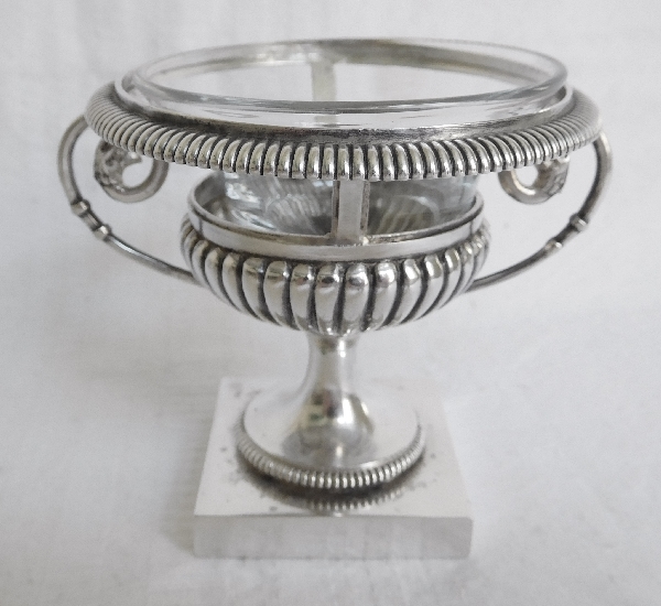 Empire sterling silver mustard and salt set : 4 salt cellars, a mustard pot