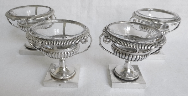 Empire sterling silver mustard and salt set : 4 salt cellars, a mustard pot