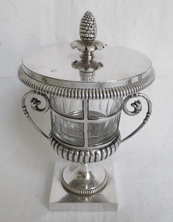 Empire sterling silver mustard and salt set : 4 salt cellars, a mustard pot