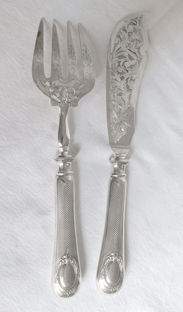 Sterling silver serving pieces set, late 19th century, silversmith Alphonse Debain