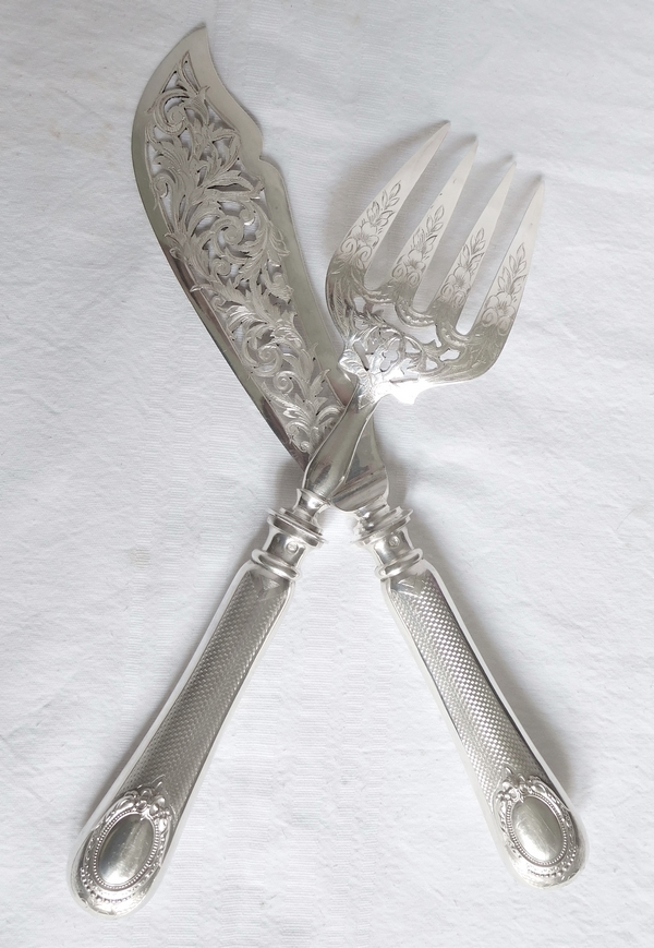 Sterling silver serving pieces set, late 19th century, silversmith Alphonse Debain