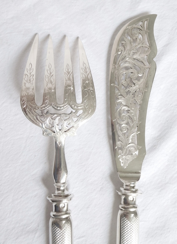 Sterling silver serving pieces set, late 19th century, silversmith Alphonse Debain