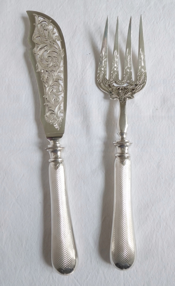 Sterling silver serving pieces set, late 19th century, silversmith Alphonse Debain