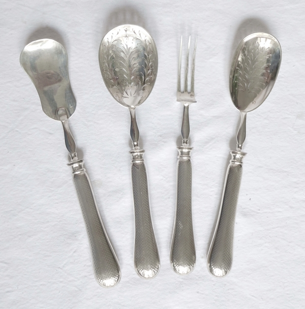 Sterling silver serving pieces set, late 19th century, silversmith Alphonse Debain