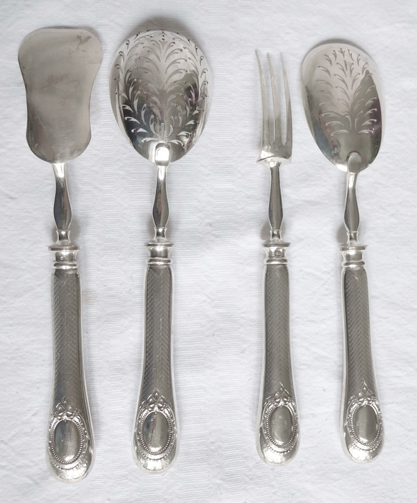 Sterling silver serving pieces set, late 19th century, silversmith Alphonse Debain