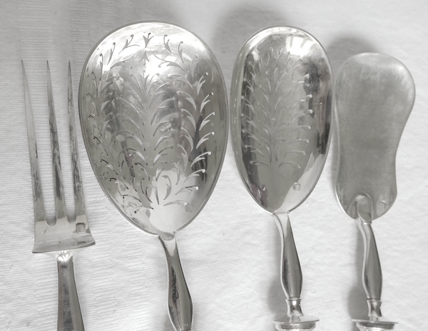 Sterling silver serving pieces set, late 19th century, silversmith Alphonse Debain