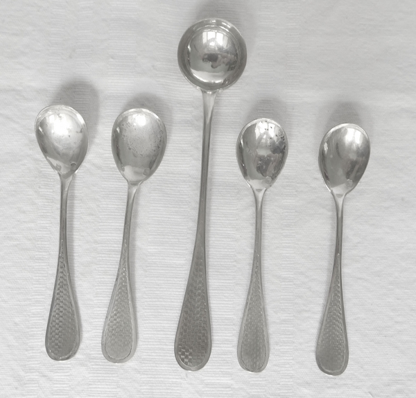 Sterling silver serving pieces set, late 19th century, silversmith Alphonse Debain