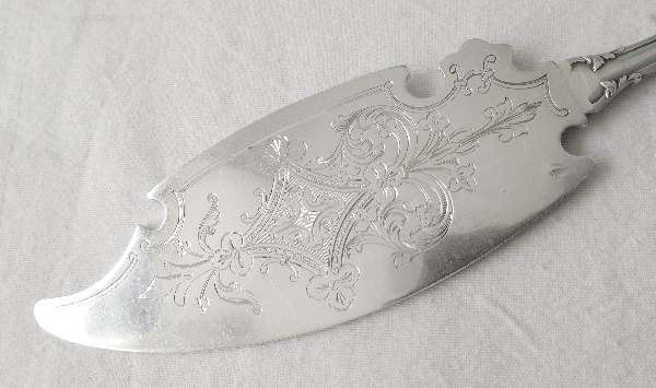 Sterling silver dessert serving set, Gothic style, Fer de Lance pattern, silversmith Puiforcat