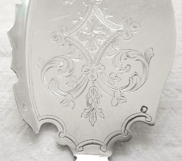Sterling silver dessert serving set, Gothic style, Fer de Lance pattern, silversmith Puiforcat