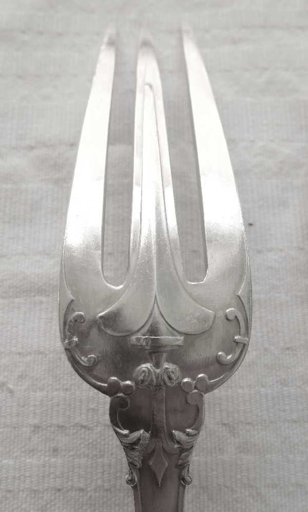 Sterling silver flatware set for 6, Gothic style, Fer de Lance pattern, silversmith Puiforcat