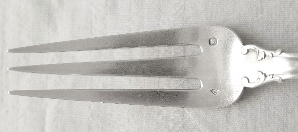 Sterling silver flatware set for 6, Gothic style, Fer de Lance pattern, silversmith Puiforcat