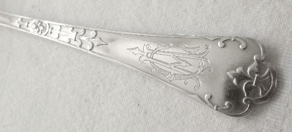 Sterling silver flatware set for 6, Gothic style, Fer de Lance pattern, silversmith Puiforcat