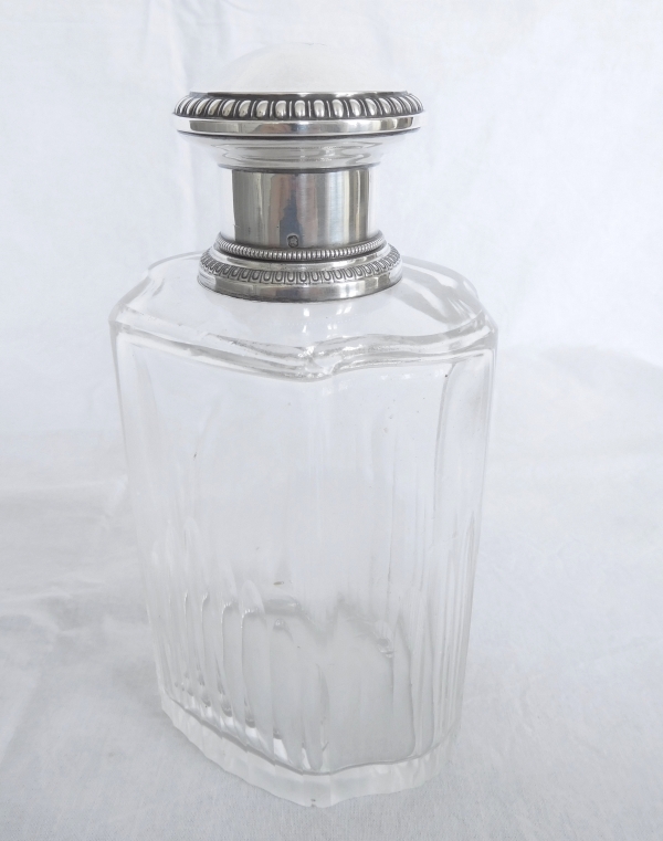 Baccarat and sterling silver whisky bottle, crown of Baron