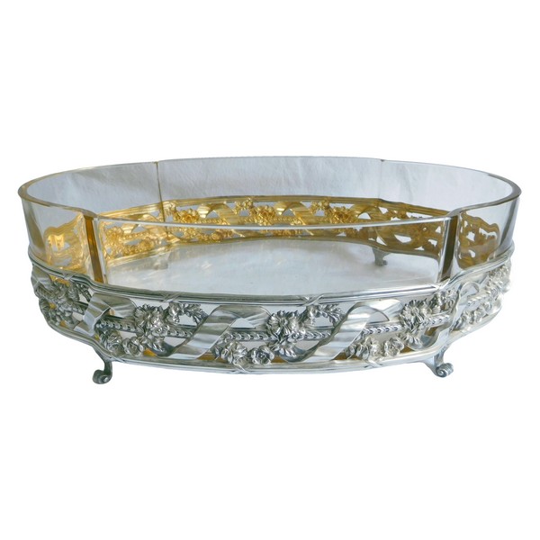 Large sterling silver & vermeil planter, Louis XVI style, silversmith Veuve Compère