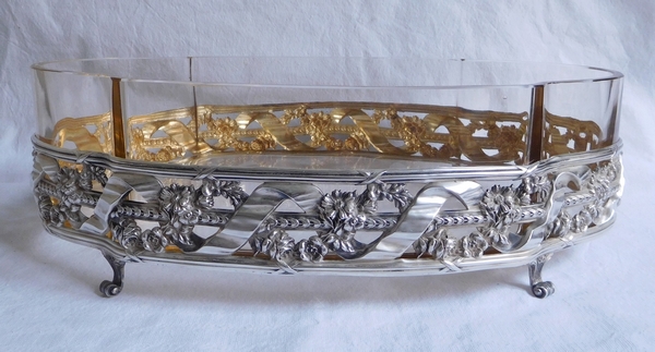 Large sterling silver & vermeil planter, Louis XVI style, silversmith Veuve Compère