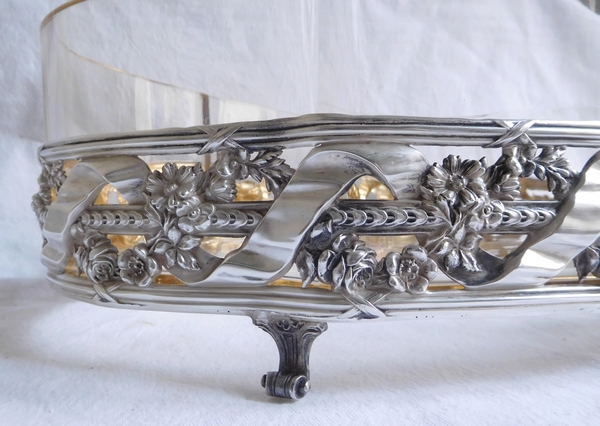 Large sterling silver & vermeil planter, Louis XVI style, silversmith Veuve Compère