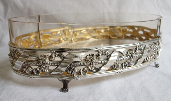 Large sterling silver & vermeil planter, Louis XVI style, silversmith Veuve Compère