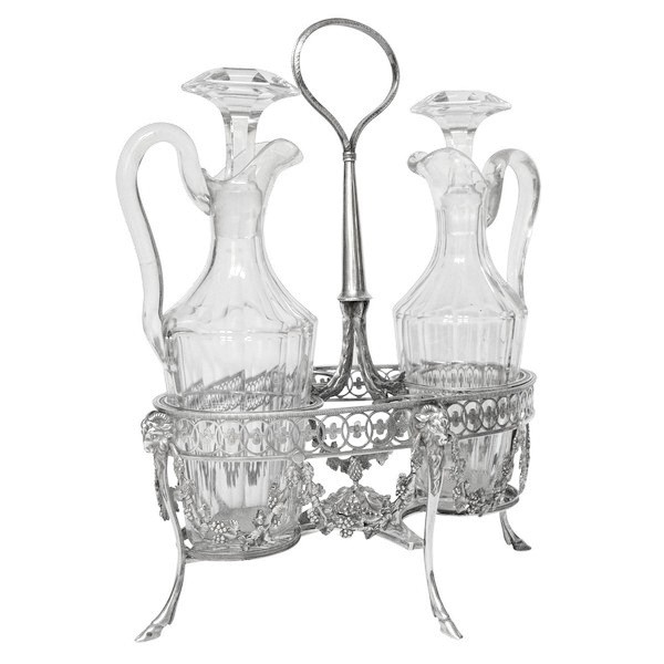 Sterling silver oil & vinegar set, late 18th century (1798-1809)