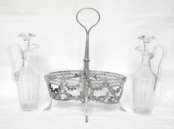 Sterling silver oil & vinegar set, late 18th century (1798-1809)