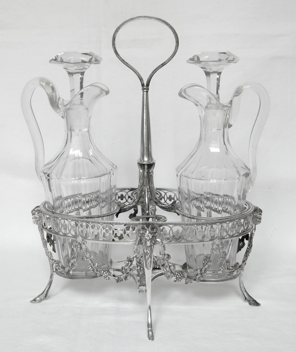 Huilier-vinaigrier d'époque Directoire - Consulat en argent massif, poinçon Coq (1798-1809)