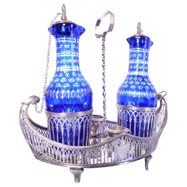 Sterling silver oil and vinegar set, late 18th century production