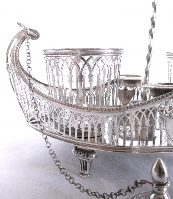 Sterling silver oil and vinegar set, late 18th century production
