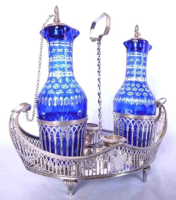 Sterling silver oil and vinegar set, late 18th century production