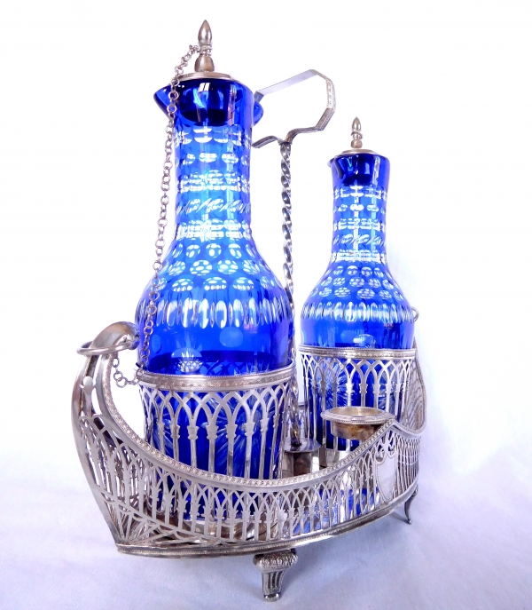 Sterling silver oil and vinegar set, late 18th century production