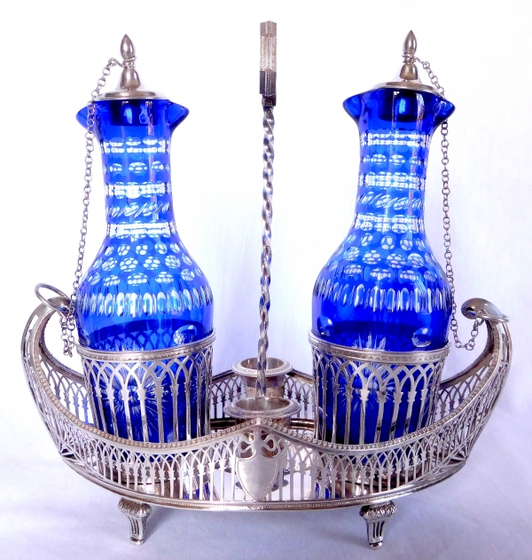 Sterling silver oil and vinegar set, late 18th century production