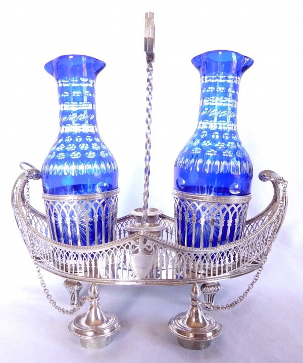 Sterling silver oil and vinegar set, late 18th century production