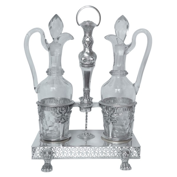 Empire sterling silver oil and vinegar set, early 19th century