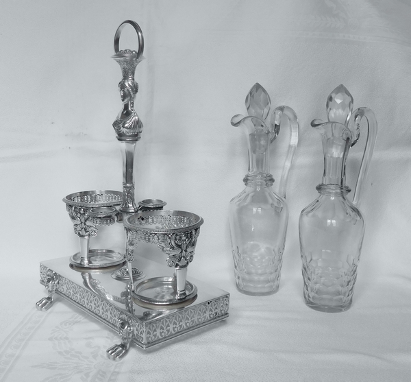 Empire sterling silver oil and vinegar set, early 19th century