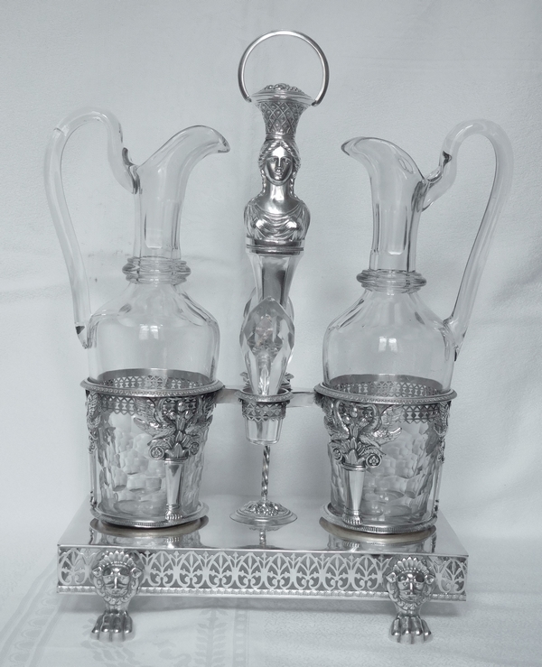 Empire sterling silver oil and vinegar set, early 19th century