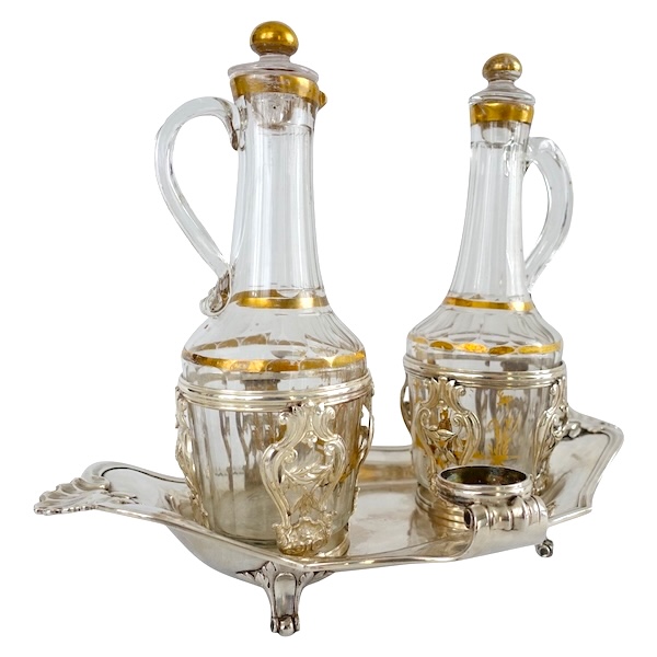 Sterling silver oil and vinegar set, Louis XV - Louis XVI period, 18th century - Paris - 1777