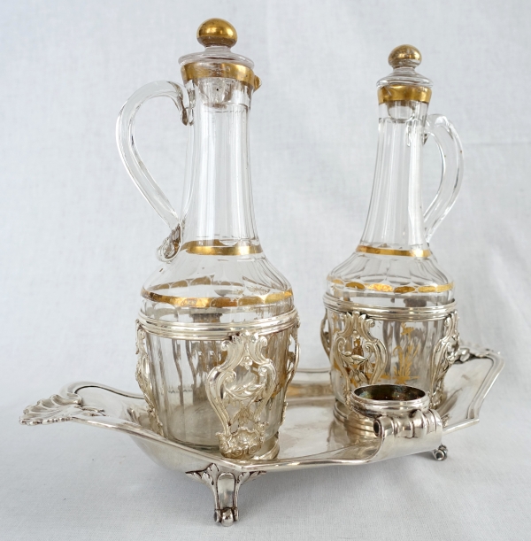 Sterling silver oil and vinegar set, Louis XV - Louis XVI period, 18th century - Paris - 1777
