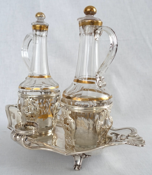 Sterling silver oil and vinegar set, Louis XV - Louis XVI period, 18th century - Paris - 1777