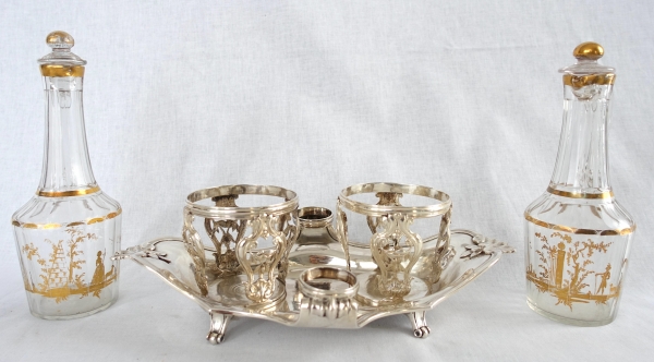 Sterling silver oil and vinegar set, Louis XV - Louis XVI period, 18th century - Paris - 1777