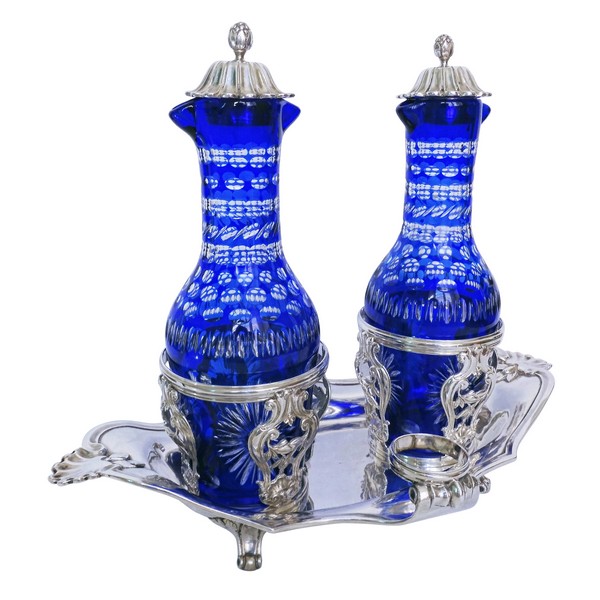 Sterling silver oil and vinegar set, Louis XV - Louis XVI period, 18th century