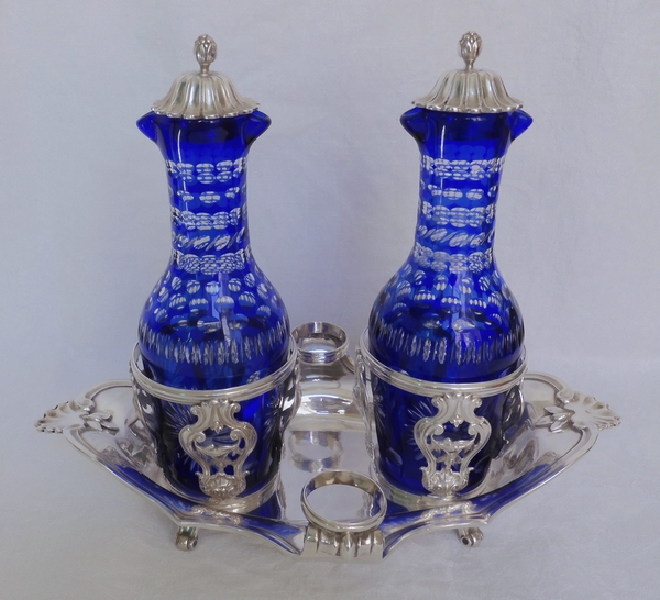 Sterling silver oil and vinegar set, Louis XV - Louis XVI period, 18th century