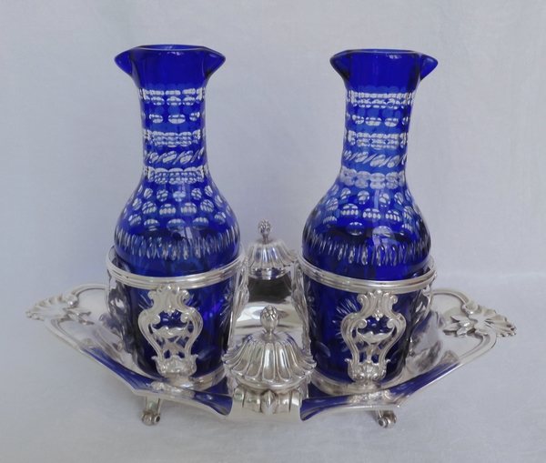 Sterling silver oil and vinegar set, Louis XV - Louis XVI period, 18th century