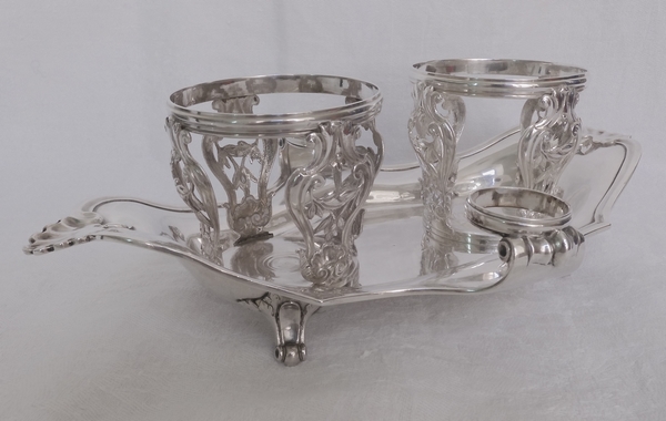 Sterling silver oil and vinegar set, Louis XV - Louis XVI period, 18th century