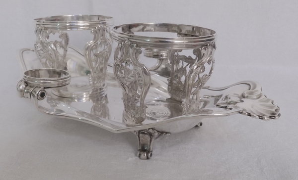 Sterling silver oil and vinegar set, Louis XV - Louis XVI period, 18th century