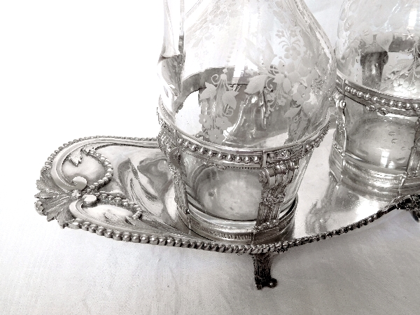 Huilier vinaigrier en argent massif d'époque Louis XVI - Paris, 1781 - poinçons Fermiers Généraux